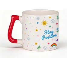 Desene Bak Good Vibe-Stay Positive Yazılı Desenli Kupa Bardak - Komik Tasarım Baskılı Seramik Hediye Kupa Bardak