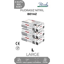 CoreMed Nitril Beyaz Muayene Eldiveni L - 3 Paket 100 lü