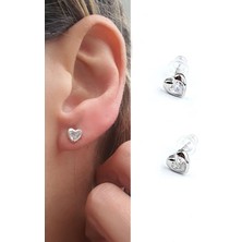 Ose Shop Italyan 925AYAR Gümüş  Kalp Şeklinde Zirkon Taşlı Minimal Küpe