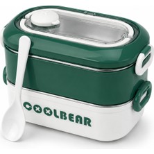 Alıç Yemek Taşıma Kabı 2 Katlı Cool Bear - Kaşıklı Sızdırmaz Lunch Box
