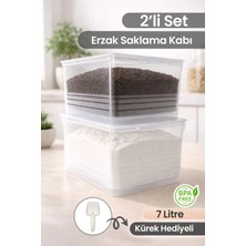 Nyl Home 2'li 7 Lt Çok Amaçlı Un Bakliyat Saklama Kabı Seti - Kiler Mutfak Düzenleyici Erzak Saklama Kutusu