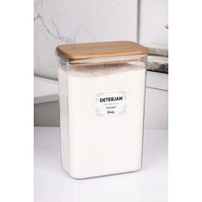 Nyl Home Ahşap Vakumlu Kapaklı Toz Deterjan Kutusu 3 Litre (2,5 kg Kapasiteli)