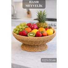 Nyl Home Hasır Ayaklı Meyvelik - Doğal Rattan Örgü Sunum Sepeti Rustik Mutfak Masa Üstü Organizeri Sunumluk
