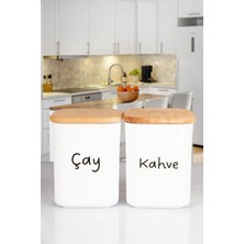 Nyl Home 2'li Ahşap Vakumlu Kapaklı Kare Akrilik Çay Kahve Erzak Saklama Kabı 900 ml