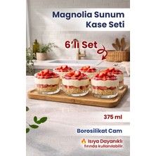 Nyl Home 7 Parça Tepsili Magnolia Tatlı Kase Seti - Isıya Dayanıklı Borosilikat Çerezlik Kahvaltılık Kase Takımı