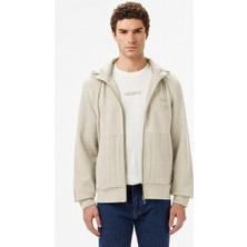 Lacoste Men's Regular Fit Mens Swshirt Çıkarılabilir Kapüşonlu Pamuklu Erkek Sweatshirt Bej