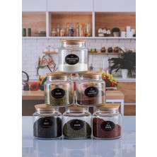 Nyl Home 6’lı Bambu Kapaklı, Etiket Hediyeli Baharatlık Takımı Baharat Seti 500ML