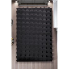 GÜLCEM HOME Premium Siyah Yumuşak Bubble Kaymaz Özel Taban Peluş Halı Yolluk