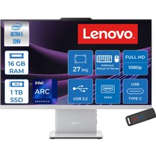 Lenovo Ideacentre Aıo 27ILL11 Intel Core Ultra 5 226V Up 4,5ghz 16GB Ddr5 1tb SSD Arc™ Graphics 130V 27" Fhd IPS 300NITS Anti-Glare, 99% Srgb Freedos Allınone Bilgisayar F0JW000HTRF03+ZETTAUSBBELLEK