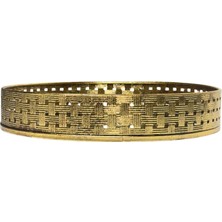 Lara Decor Gold Hasır Örgü Yuvarlak Dekoratif Tepsi Büyük Boy
