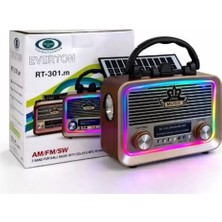 Everton RT-301.M Bluetooth-Usb-Sd-Fm Şarjlı,solarlı,ledli, Nostaljik Radyo El Fenerl Radyo