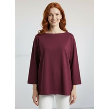 Neden Tekstil Kadın Bordo Regular Kesim Uzun Kollu Bluz