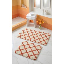 Eurobano Royal Iskandinav 2'li 60X100 cm Lateks Kaymaz Taban Oyuklu Banyo Paspası Seti Makinede Yıkanabilirr