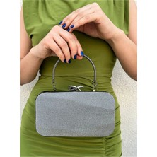 She Polykadın Platin Palsim Abiye Clutch Portföy Çanta