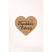 Woisco Teşekkür Kraft Sticker Etiket (4x3.5cm - 300 Adet) Kalp Etiket