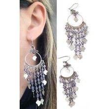 Ose Shop Ametist Taşlı 925AYAR Gümüş El Işi Bohem Küpe