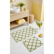 Eurobano Royal Iskandinav 2'li 60X100 cm Lateks Kaymaz Taban Oyuklu Banyo Paspası Seti Makinede Yıkanabilirr