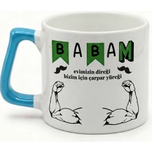 Desene Bak Babaya Özel Evimizin Direği Babam Yazılı Kupa Bardak - Komik Tasarım Baskılı Seramik Hediye Kupa Bardak
