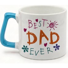 Desene Bak Babaya Özel Best Dad Ever Yazılı Kupa Bardak - Komik Tasarım Baskılı Seramik Hediye Kupa Bardak