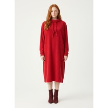 Neden Tekstil Kadın Oversize Kadife Kırmızı Elbise