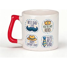 Desene Bak Babaya Özel Best Dad Yazılı Kupa Bardak - Komik Tasarım Baskılı Seramik Hediye Kupa Bardak