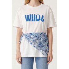 Belirtilmemiş Şal Detaylı T-Shirt