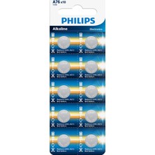 Philips A76 1.5V Alkalin Düğme Pil, Saat ve Kumanda Pili - LR44 - AG13 Muadili - A76P10B/10 - 10'lu Paket