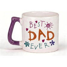 Desene Bak Babaya Özel Best Dad Ever Yazılı Kupa Bardak - Komik Tasarım Baskılı Seramik Hediye Kupa Bardak