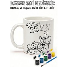 Desene Bak Boyama Setli Desenli Yazılı Kupa Bardak - Komik Tasarım Baskılı Seramik Hediye Kupa Bardak