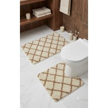 Eurobano Royal Iskandinav 2'li 60X100 cm Lateks Kaymaz Taban Banyo Paspası Seti Makinede Yıkanabilir Paspas
