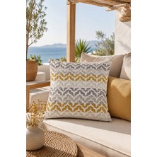Fuly Consept Rhythmweave Honey Hardal Krem Gri Dokulu Görünümlü Modern Zigzag Kırlent Kılıfı