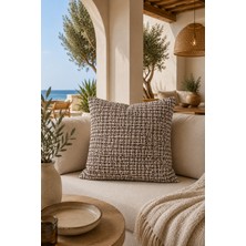 Fuly Consept Coastweave Terra Dekoratif Kırlent Kılıfı | Kahve Bej Dokuma Görünümlü Modern Kırlent