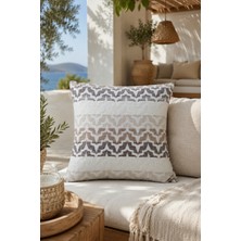 Fuly Consept Rhythmweave Sand Krem Bej Gri Dokulu Görünümlü Zigzag Desenli Modern Kırlent Kılıfı