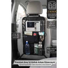 Oto Koltuk Arkası Organizer ve Koruyucu, Araç Içi Koltuk Arkası Düzenleyici, Tablet Bölmeli, Çok Amaçlı Organizer