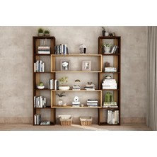 Vivense Woodesk Dublin Masif Ahşap Kitaplık, Ceviz-Natural Renk, 190X200 cm