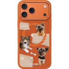 iPhone 17 Pro Max Kılıf M-Safe Uyumlu 3D Baskılı Tasarım Mutural The Dog Serisi Kapak Turuncu