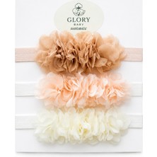 Glory Baby 3'lü Bebek Bandana Seti Kız Çocuk Lazer Çiçek Desenli Yumuşak İpek Saten