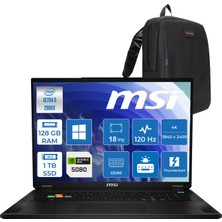 MSI Msı Stealth 18 Hx A2WI-081TR Intel Core Ultra 9-290HX Plus Aı 128GB Ddr5 1tb SSD 16GB/RTX5080 150W 18INÇ 4K UHD+120Hz Freedos Gaming Laptop MSA2WI081TRP51+ZETTAÇANTA