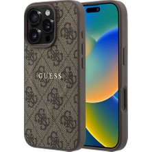 iPhone 16 Pro Max Uyumlu Kılıf Guess Lisanslı M-Safe Kabartmalı 4g Desenli Yazı Logolu Kapak Pembe