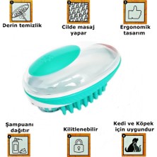 M-Pets Şampuan Hazneli Silikon Banyo Kedi Köpek Yıkama Fırçası 11 cm