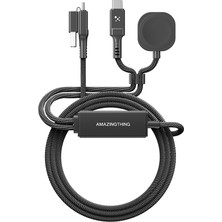 Amazingthing Thunder Pro 7x 100W Watch Serisi Akıllı Saat Wireless 4in1 Type-C Pd - USB Şarj Kablosu 1.5m Siyah