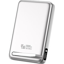 Wiwu WI-P090 Mag Pro Serisi Qi2 Teknolojili Standlı 45W M-Safe Wireless Powerbank 10.000MAH Gümüş