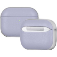 Airpods Pro 3 Uyumlu Kılıf M-Safe Özellikli Mutural Poying Serisi Deri Tasarımlı Kapak Açık Mor