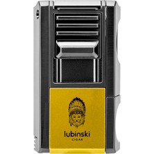 Lubinski Yeni Seri Dahili V-Cutter Delicili ve Iğneli Puro Çakmağı Sarı
