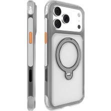 iPhone 17 Pro Kılıf M-Safe Uyumlu Standlı Airbag Tasarımlı Mutural Air Shield Serisi Kapak Gri