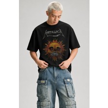 Fuddy Moda Unisex Metallica Summer Sh*t '94 Baskılı Tişört, Oversize Rock Band Temalı Bisiklet Yaka Tshirt