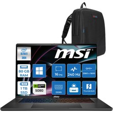 MSI Msı Stealth 16 Aı+ B3WI-003TR Intel Core Ultra 9-386H Aı 80GB Ddr5 1tb SSD 16GB/RTX5080 125W 16" Qhd+ (2560 x 1600) Oled, 240hz,  WINDOWS11HOME Gaming Laptop B3WI003TRH35+ZETTAÇANTA