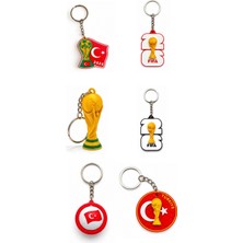 Onr Store Futbol Temalı Koleksiyonluk Anahtarlık Seti 6\'lı Taraftar ve Kupa Figürlü Metal Anahtarlık