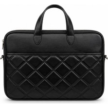 Moda West Siyah Kapitone Laptop ve Evrak Çantası 15.6-16,9 Inç Uyumlu Darbeye Dayanıklı Bilgisayar Çantası