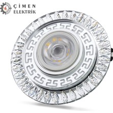Hace Bazaar Noas YL65 1757 Flora LED Çerçeveli 4000K + Mavi Yuvarlak Kristal Cam Spot Kasa - Priz ve Anahtar �